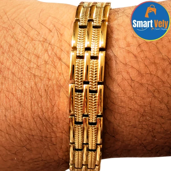 Gold-Plated-Titanium-Double-Row-Magnetic-Therapy-Bracelet